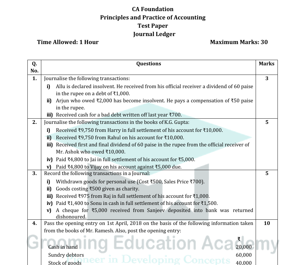 Sample Test Paper
